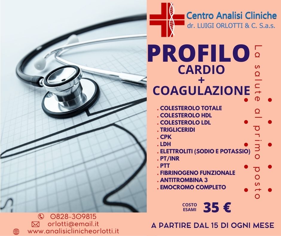 CENTRO ANALISI CLINICHE ORLOTTI BATTIPAGLIA - PROFILO CARDIO + COAGULAZIONE €35