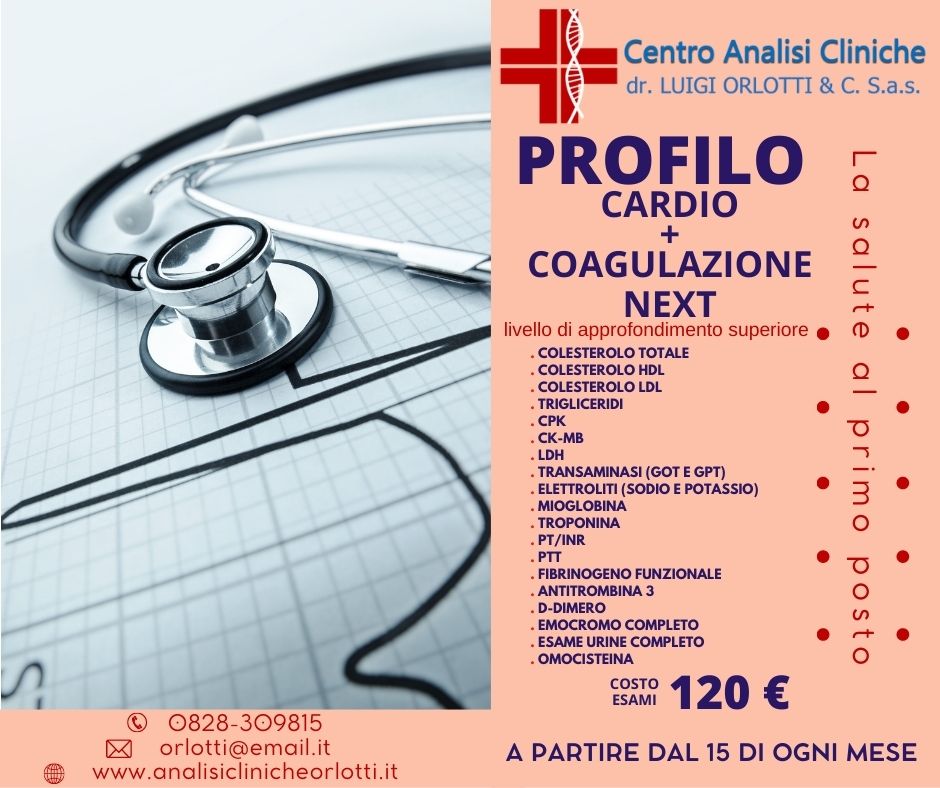 CENTRO ANALISI CLINICHE ORLOTTI BATTIPAGLIA - PROFILO CARDIO + COAGULAZIONE NEXT €120