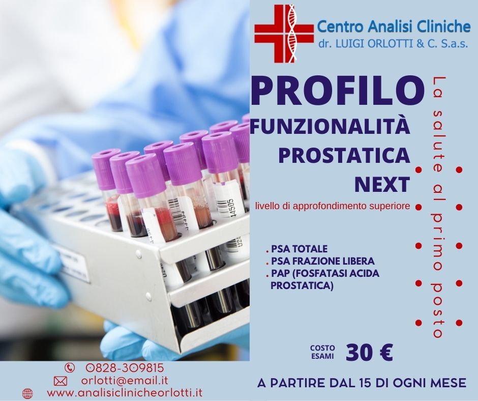 CENTRO ANALISI CLINICHE ORLOTTI BATTIPAGLIA - PROFILO FUNZIONALITA' PROSTATICA NEXT €30