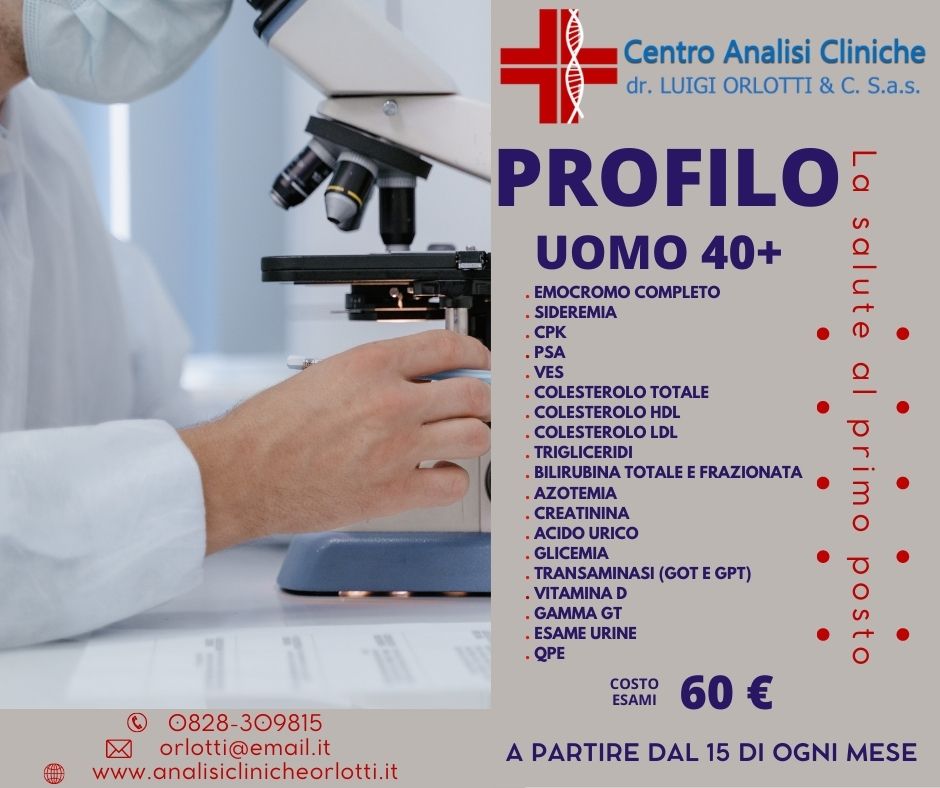 CENTRO ANALISI CLINICHE ORLOTTI BATTIPAGLIA - PROFILO UOMO 40+ €60
